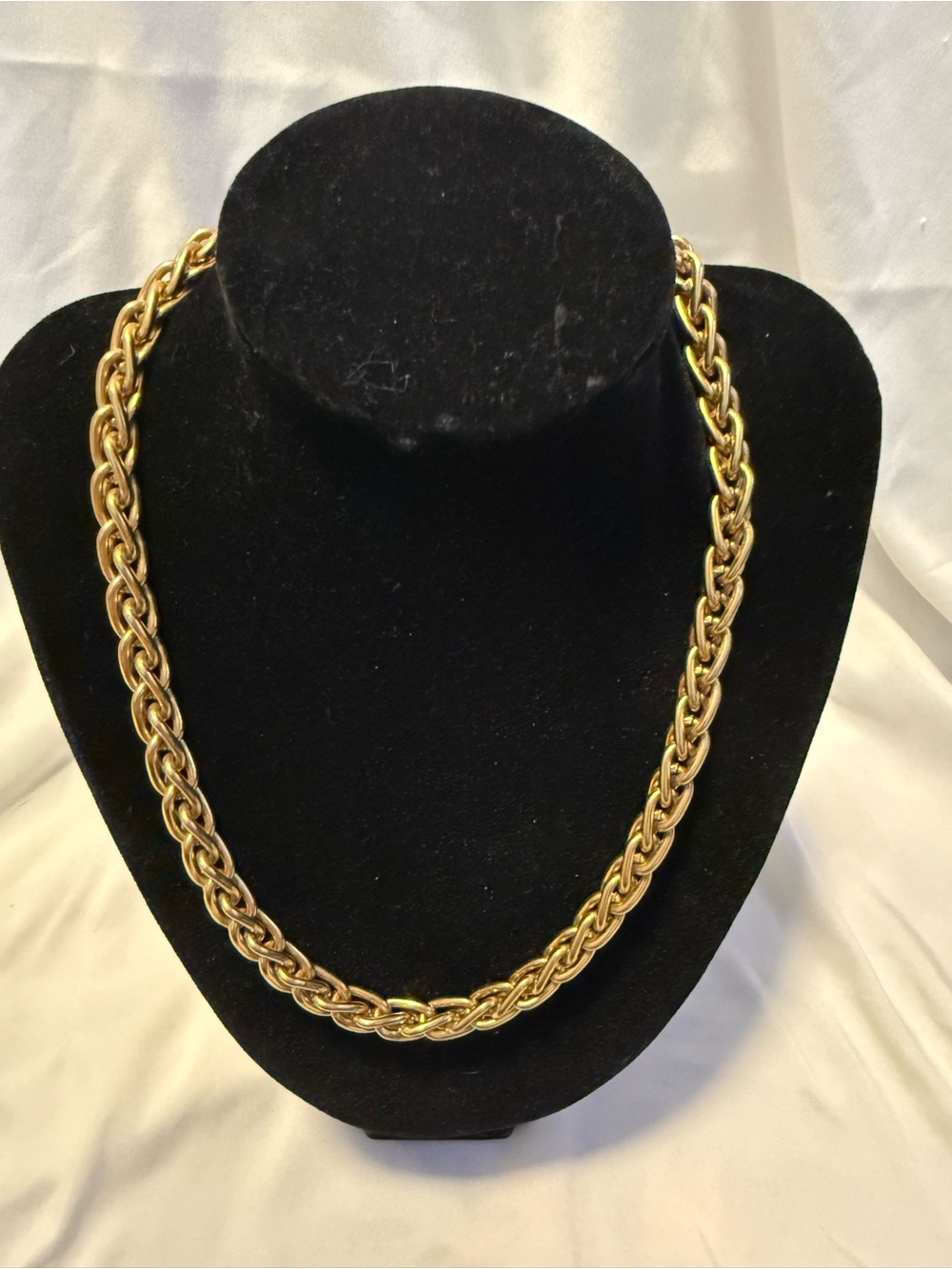 Vintage MONET Heavy Gold Plated Russian Weave Braided Chain Statement Necklace